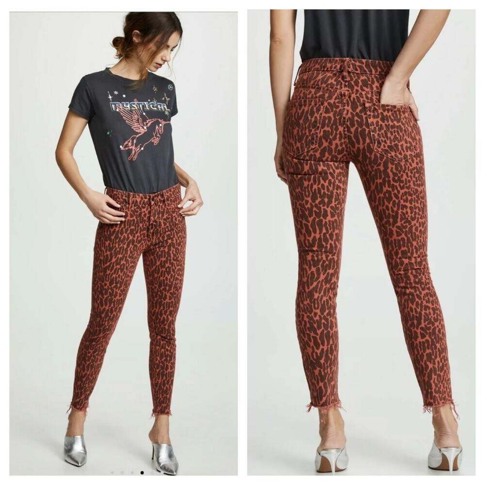 Mother High Waisted Looker Ankle Fray Jeans In Animal Attraction Size 26